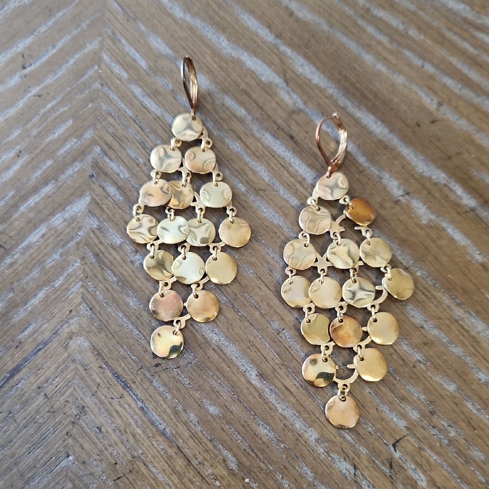 Cascading Gold Tone Dangle Earrings
